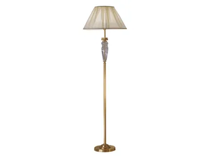 NATASCIA 27077/P - Satin gold plated floor lamp with crystal and silk shade _ Possoni Illuminazione